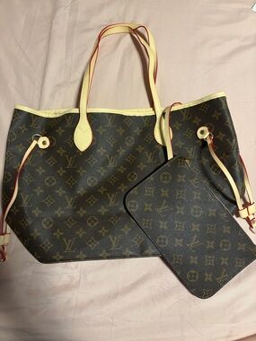 Fashion Monogram Tote with Natural Trim and Red Edge